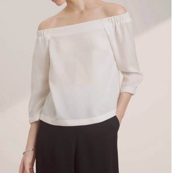 Aritzia Babaton Rodrigo Blouse Off Shoulder White Blouse - Picture 3 of 15